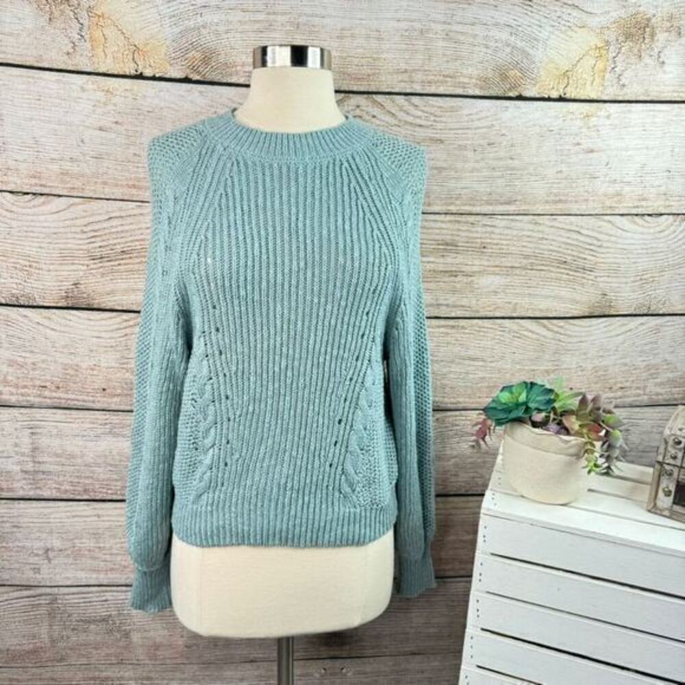 American Eagle Women's‎ Green Crew Neck Pullover Sweater Cotton Blend S